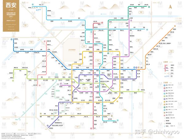 西安轨道交通线路图(2050  / 2025  / 运营版)