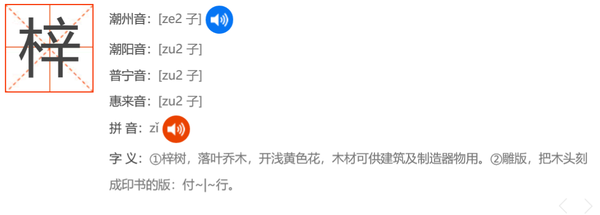 梓字潮汕话怎么读?