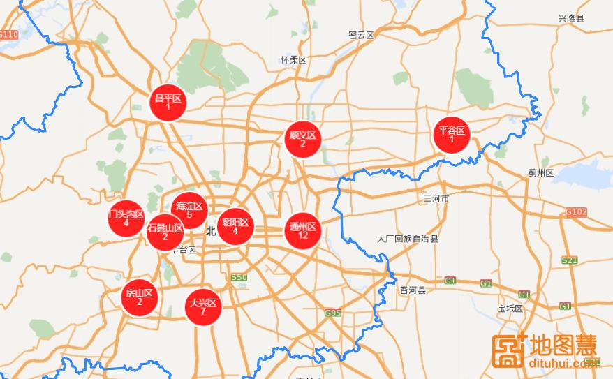 北京市40个新建公园分布地图