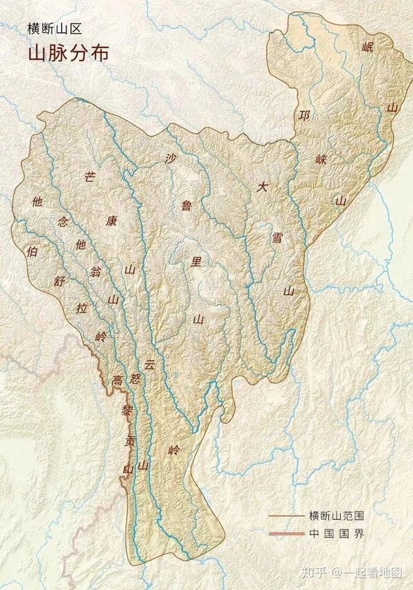 横断山区山脉分布