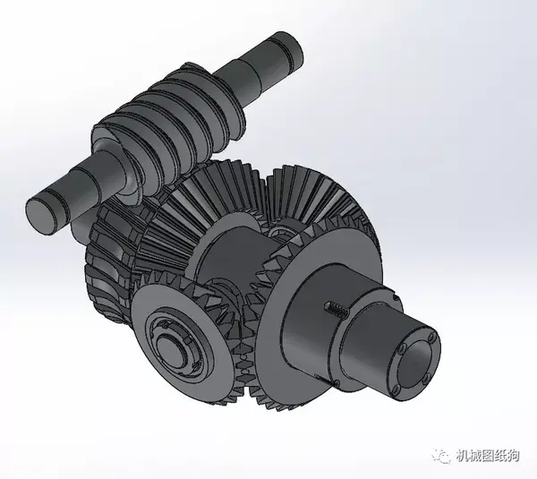 【差减变速器】十字齿轮差动齿轮箱内部结构3d图纸 solidworks设计