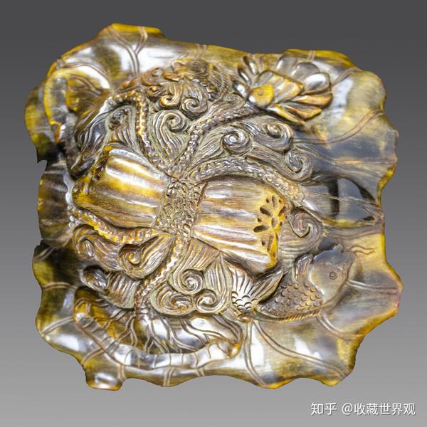 犀牛角雕件"连年有余"精品鉴赏