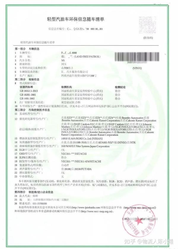 汽车进口流程及所需单证清单