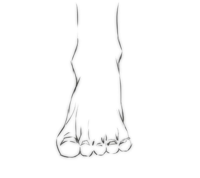 脚部教程三分钟画出脚の正面绘画教程