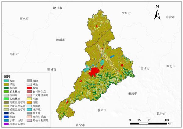 分享山东省2000年,2010年土地利用图