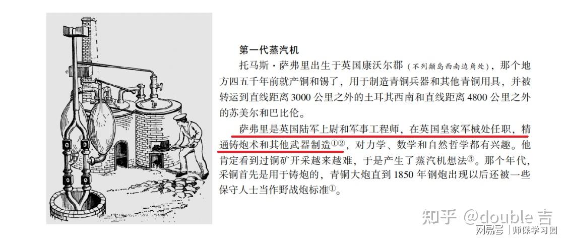 第一代蒸汽机发明人是英国的托马斯萨弗里,它本人精通铸炮术和其他的