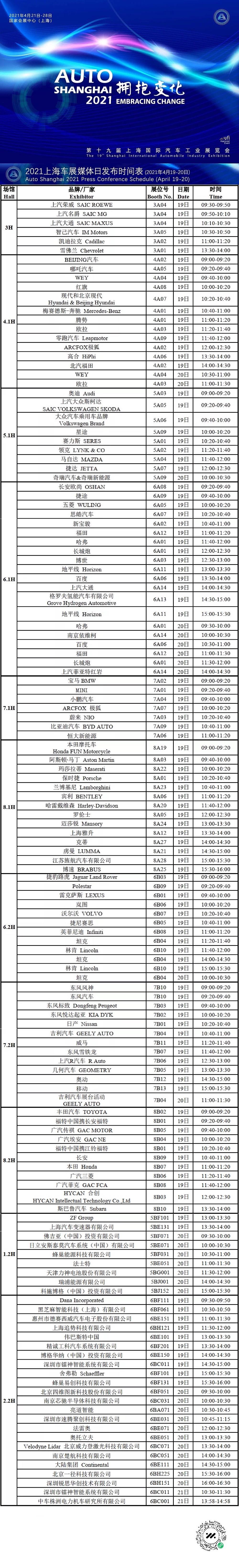 2021上海车展媒体日发布时间表