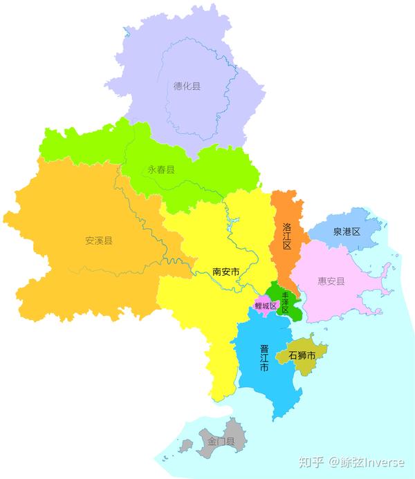 泉州市县级行政区划图;金门县由台湾当局实控