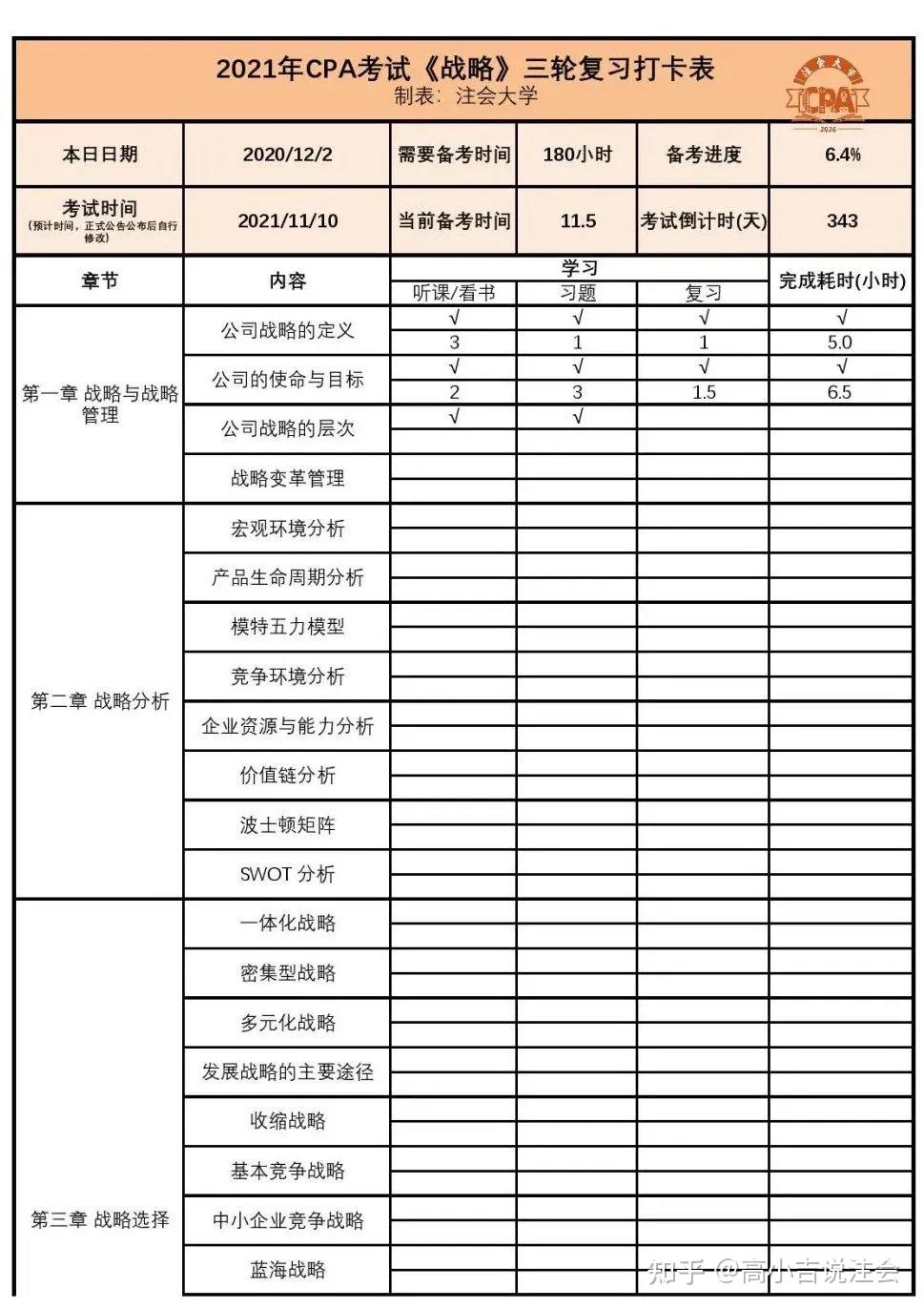 cpa630起床2330睡觉学习打卡表xls