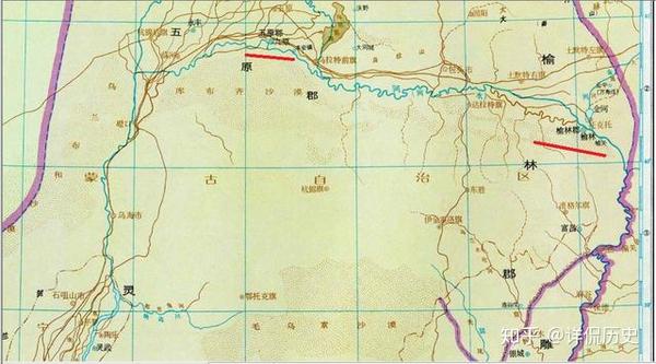 从地图上可以看出,五原郡位于隋朝北部边境地区,临近突厥.