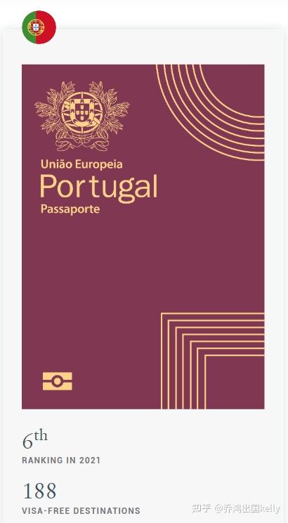 葡萄牙护照:世界排名第六,免签188国!