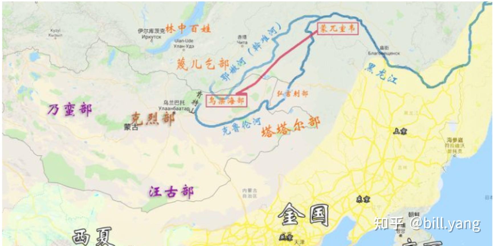 于是"蒙兀国"就此形成,但克烈,蔑儿乞,塔塔尔,巴尔虎等等使用蒙古语的