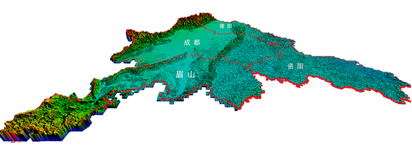 成都都市圈地理三维图