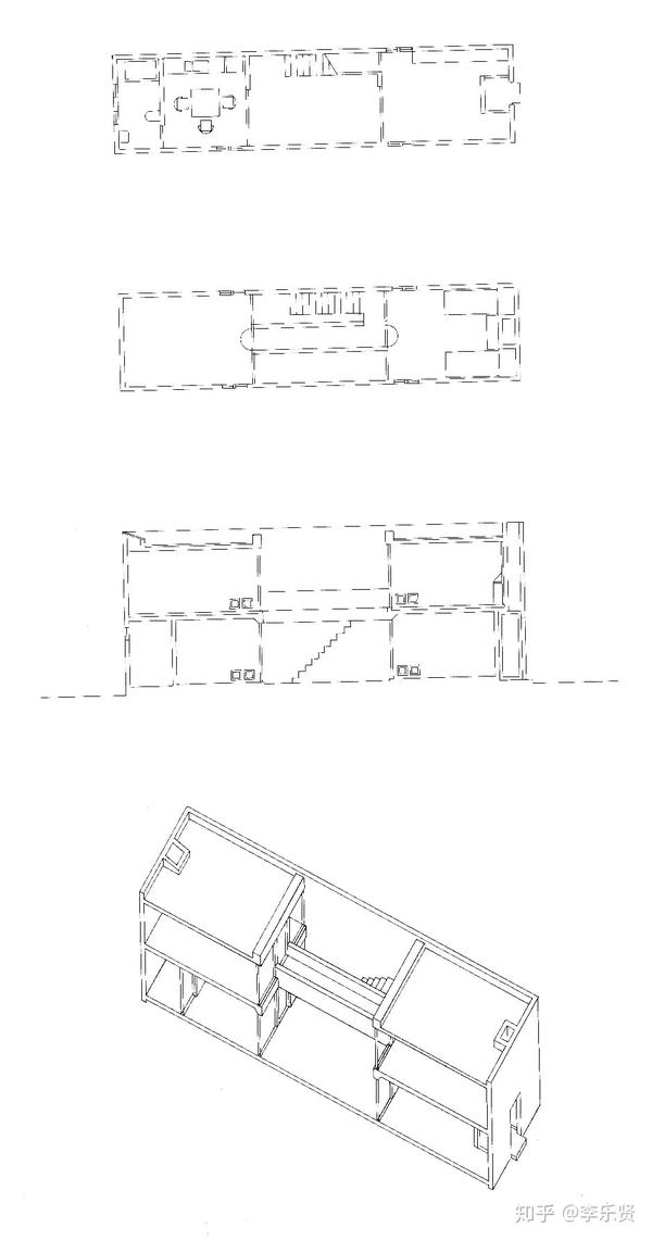 住吉长屋的平面和剖面图