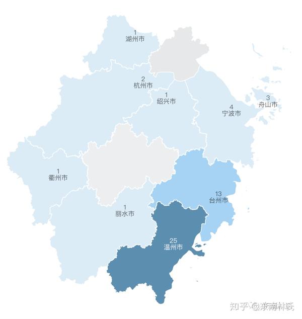 o-cts6987(含下游)林姓 浙江省地级市分布图