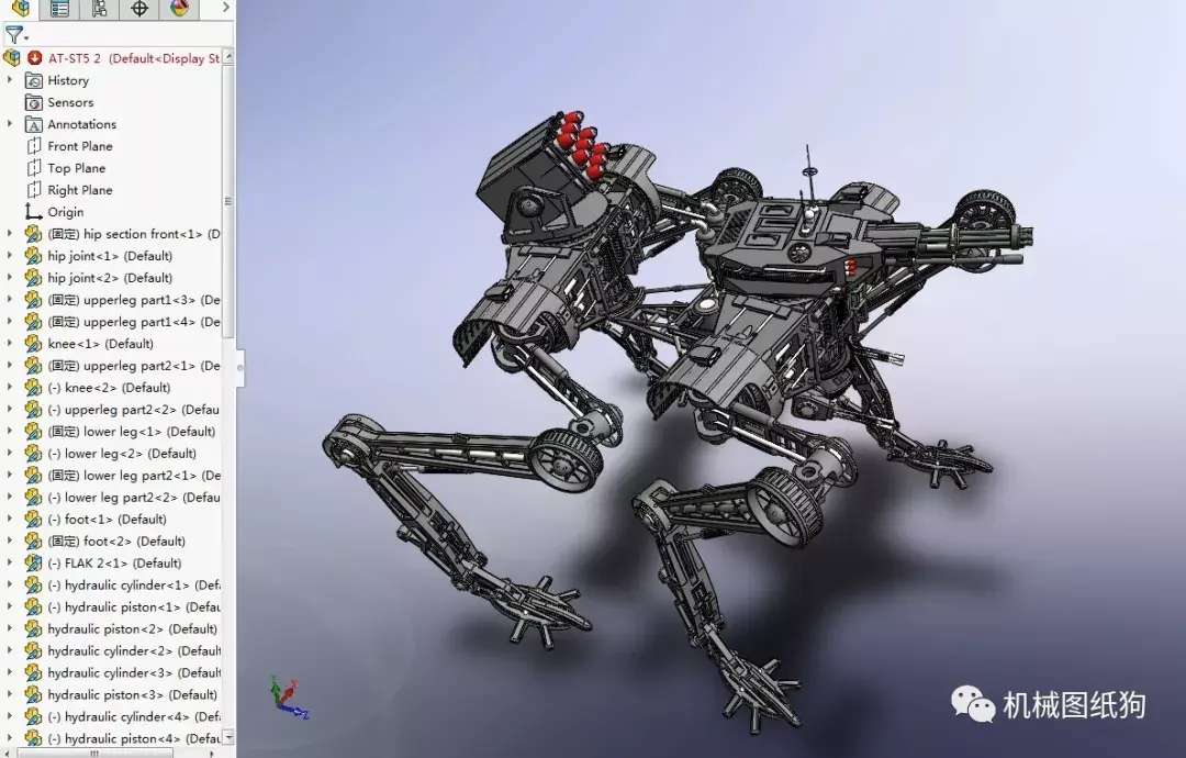 机器人athkk9科幻四足战斗机器人模型3d图纸solidworks设计