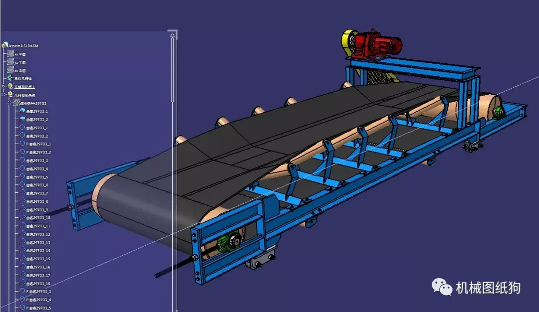 工程机械带式输送机结构模型3d图纸step格式