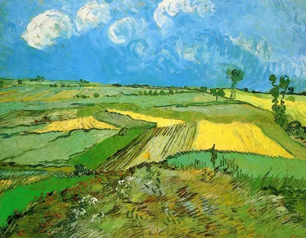 wheat fields at auvers under clouded sky,1890