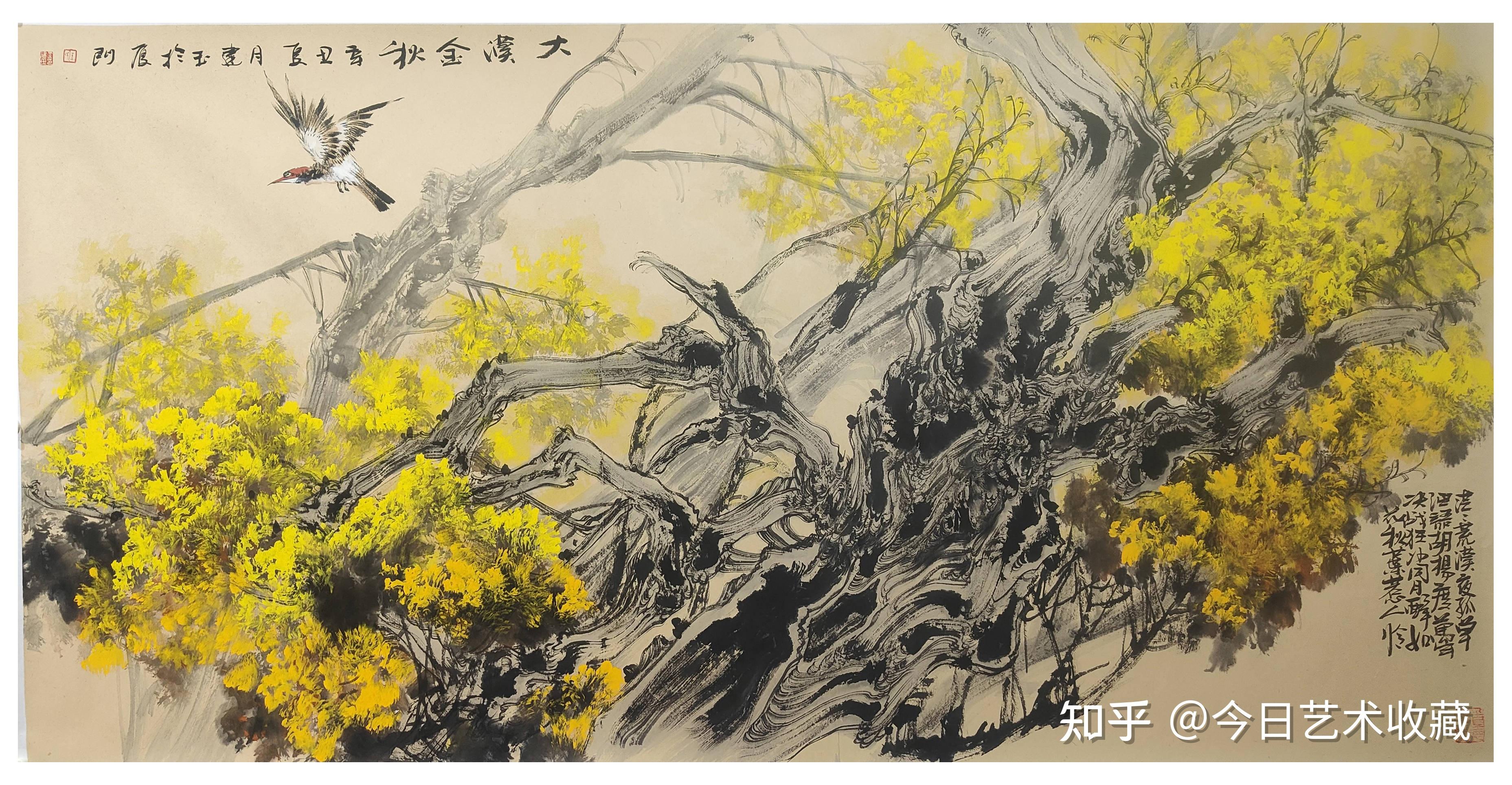 著名画家王建玉胡杨树作品