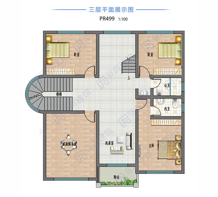 农村现代别墅设计图三层复式客厅挑空玻璃幕墙派睿建筑