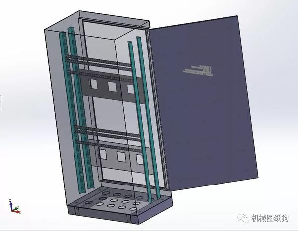 【工程机械】不锈钢柜体钣金结构3d数模图纸 solidworks设计 附igs