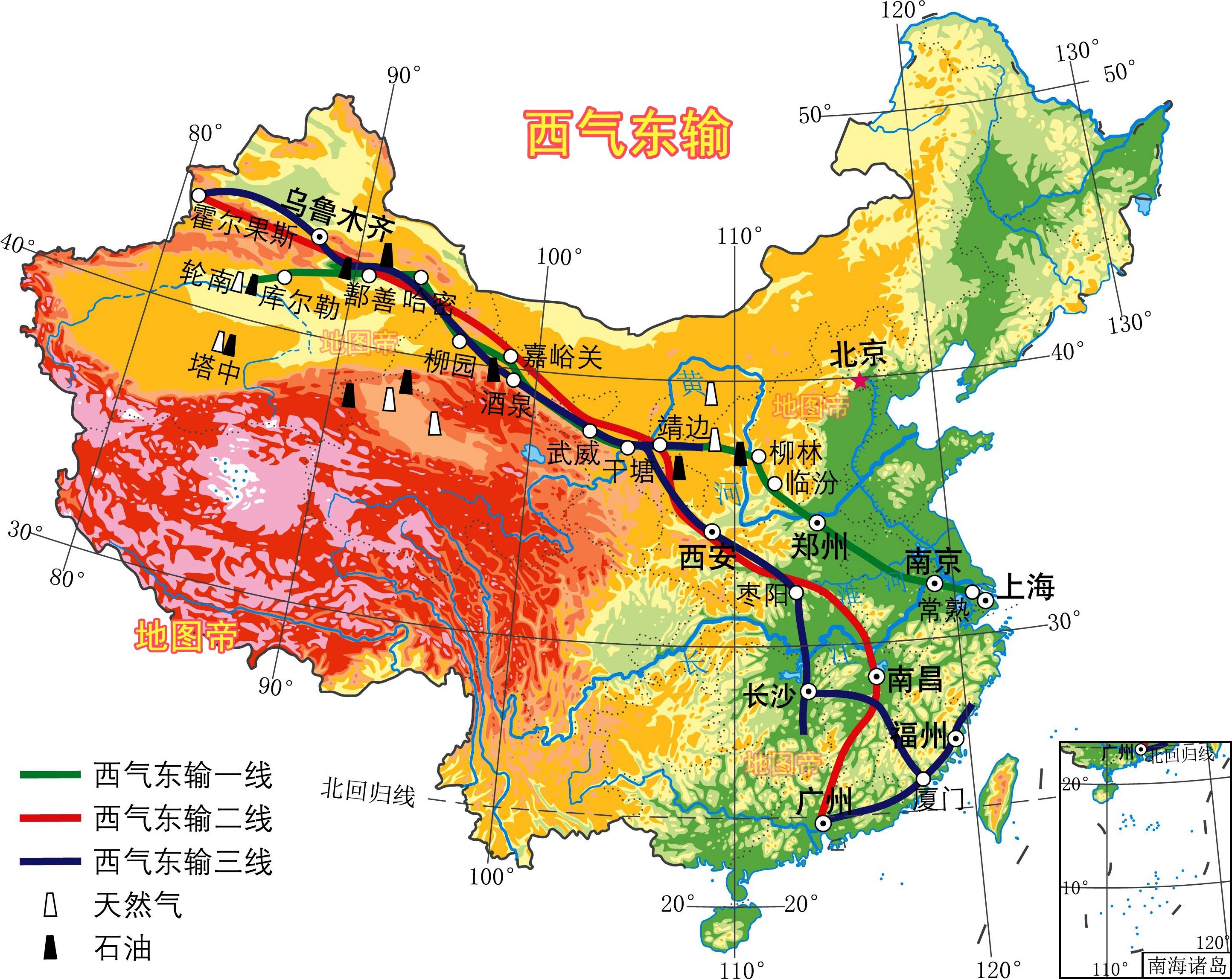 西气东输一线:库尔勒,鄯善,哈密,柳园,酒泉,张掖,武威,干塘,靖边,柳林