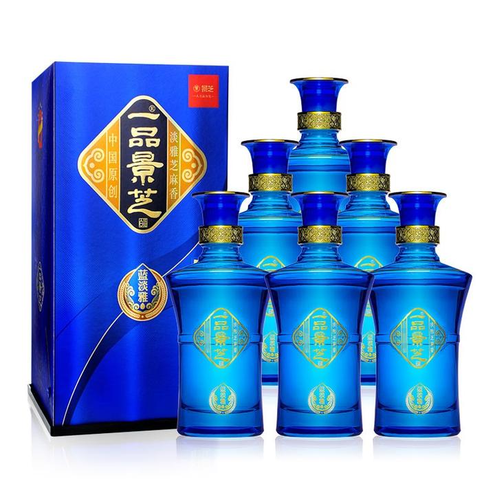 景芝 52度芝麻香型白酒 一品景芝蓝淡雅 500ml*6瓶  整