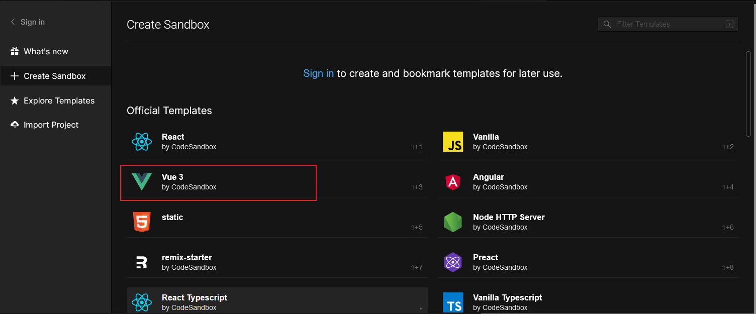 Vue Vue Codesandbox