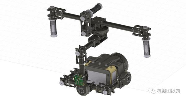 工程机械用无刷电机的三轴手持云台详细结构3d数模图纸stp格式