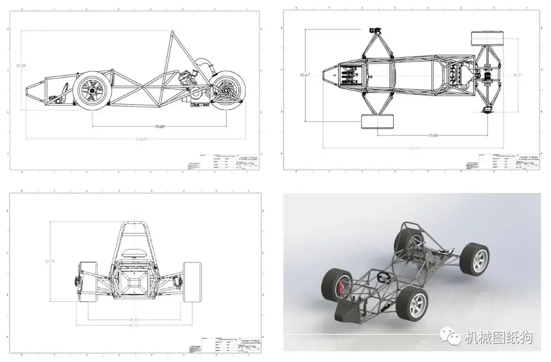 卡丁赛车2019vaughnfsae钢管车架3d数模图纸solidworks设计