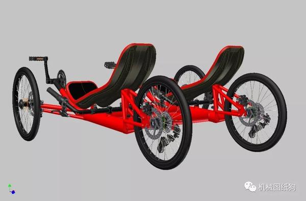【其他车型】卧式四轮脚踏车模型3d图纸 stp格式