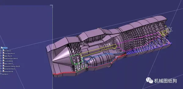 发动机电机turbojetengine涡轮喷气发动机演示结构3d图纸catia设计