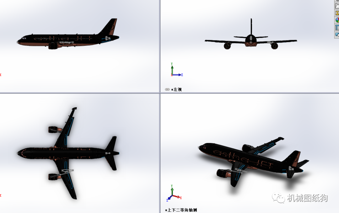 飞行模型airbusa320空中客车飞机简易造型3d图纸solidworks设计