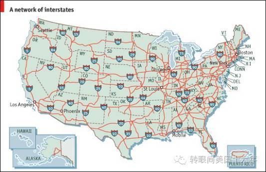 正文 美国的高速公路主要由以下四个不同的系统组成: 州际高速公路