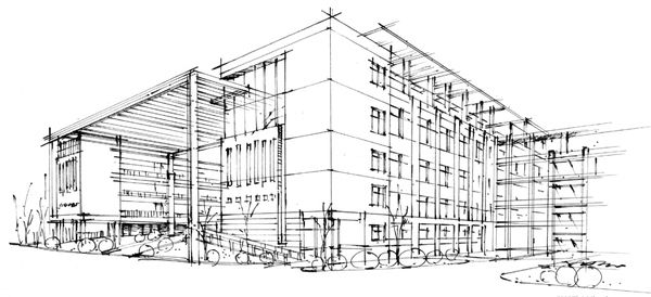 例 1:此作品建筑结构透视准确,视觉中心与非视觉中心对比强烈,特别在