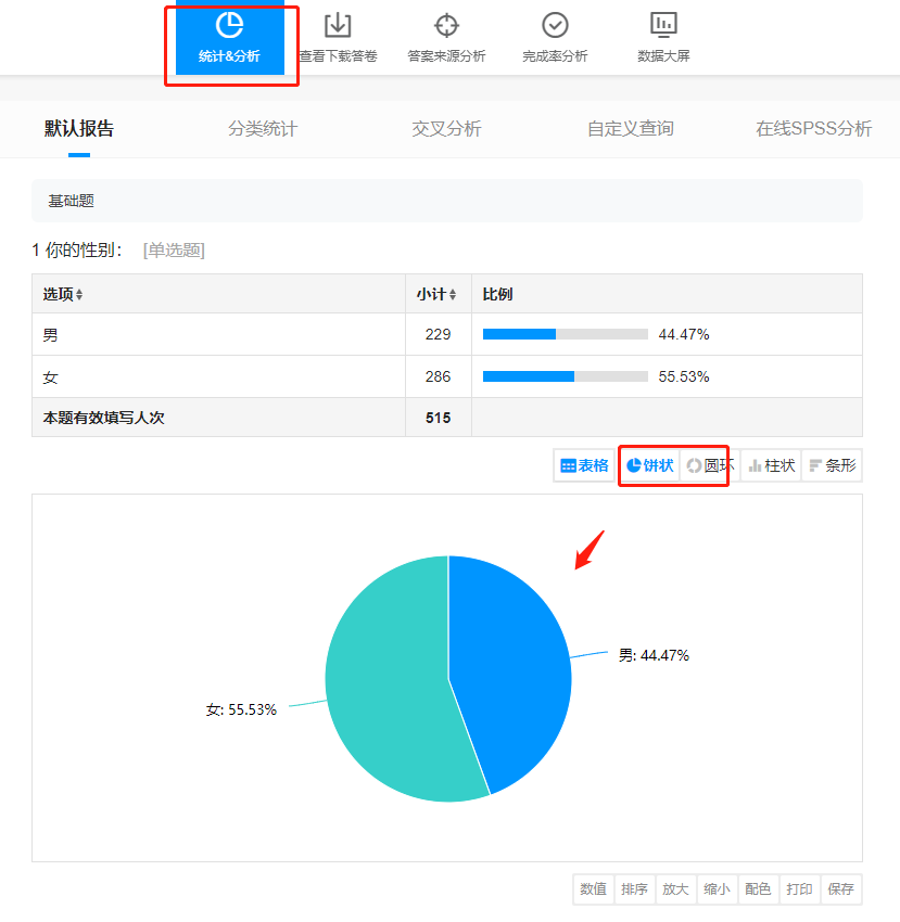 怎么把问卷星的统计结果快速制作成饼状图圆环图