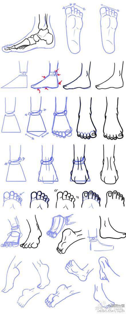 新手注意尽量不要直接画穿鞋的状态,而是应该先画出光脚,然后在勾勒