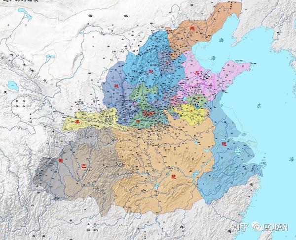 秦在关西,燕在北京和河北北部一带,齐在山东,赵魏韩三家分晋而来主要