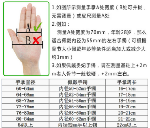 把大拇指指尖按住小指的指根处,用软尺围出手掌最宽处的周长,手很软的