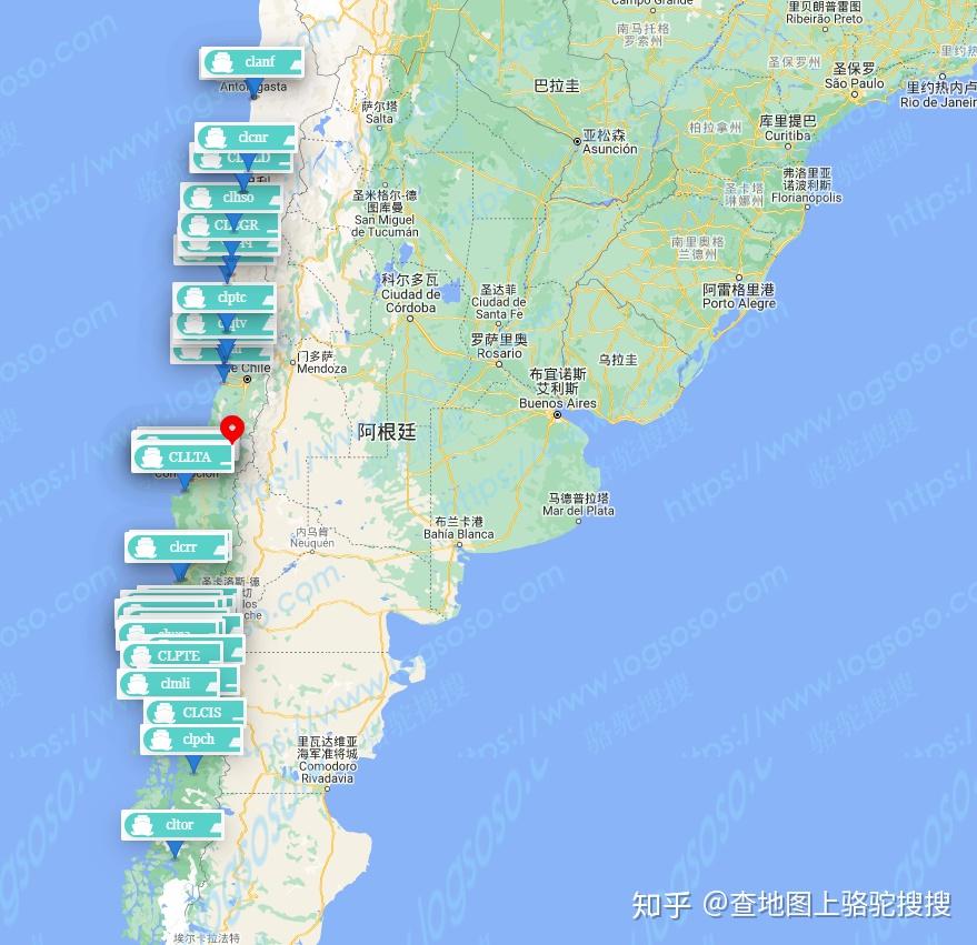 各大海运港口相关资讯,我们借助专业物流地图网站智利位于南美最南端