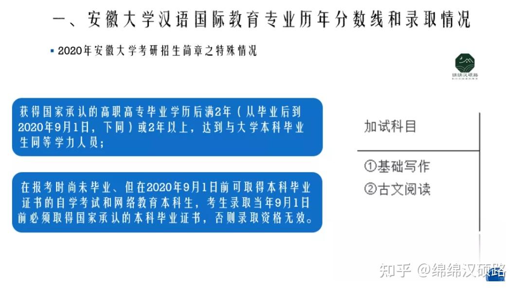 汉硕择校安徽大学汉语国际教育专业拟招35人扩招10人