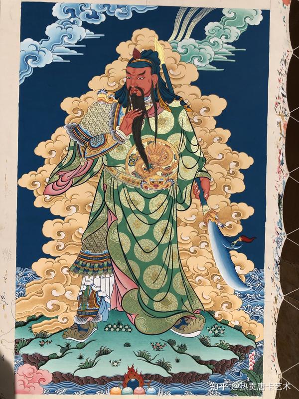 青海热贡绘制(关羽)唐卡