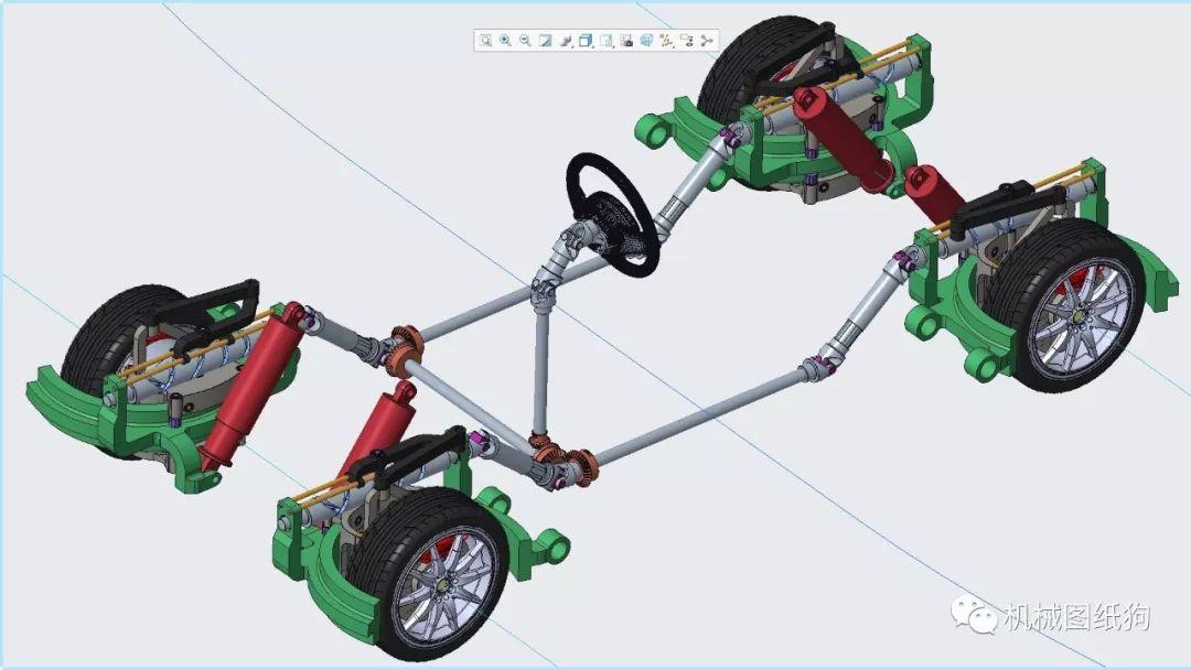 机械工程师 【其他车型】mario四轮转向系统3d数模图纸 stp格式