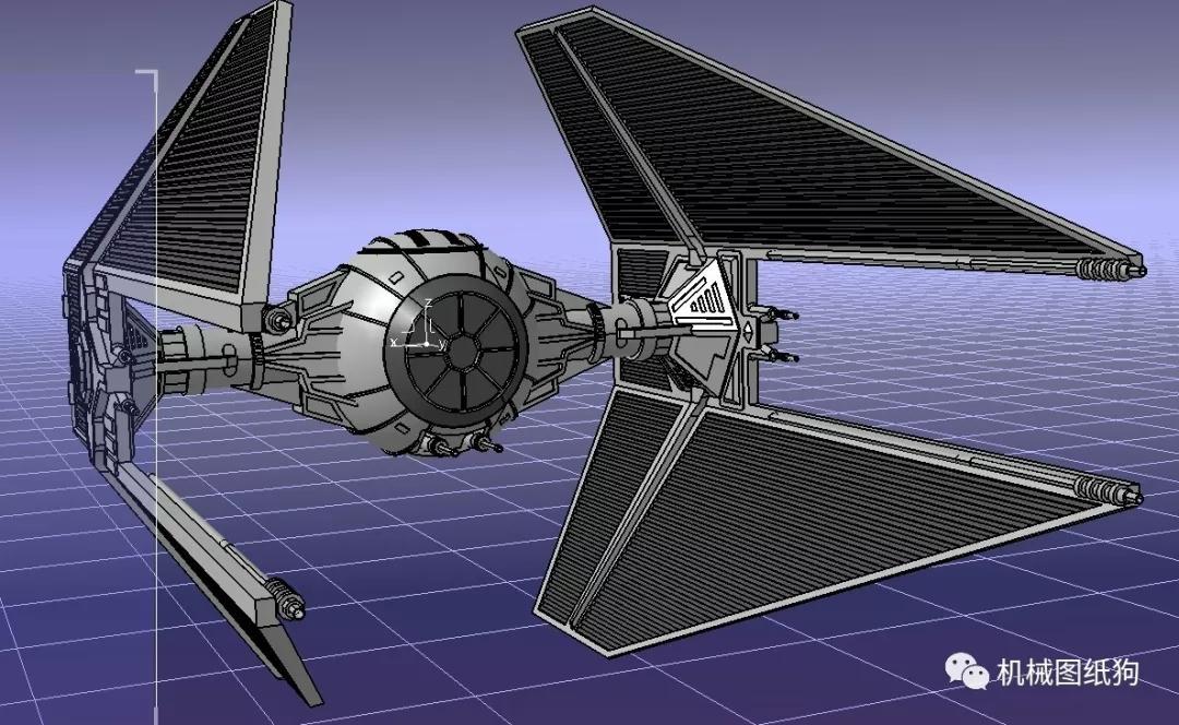 【飞行模型】星球大战tie拦截机模型3d图纸 catia设计