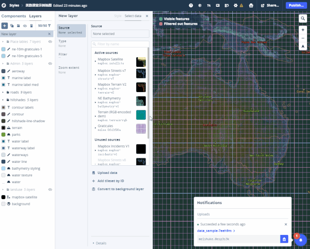 这里我们拿一张同样在 mapbox 官网展示的地图 moonlight (地图地址