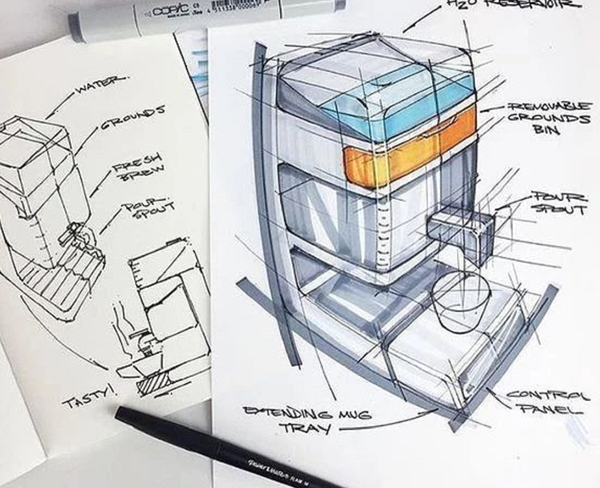 工业设计案例|咖啡机手绘及实物参考素材(下)