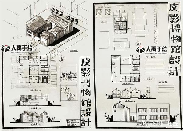 今日分享五皮影博物馆设计大禹手绘建筑快题优秀作品欣赏