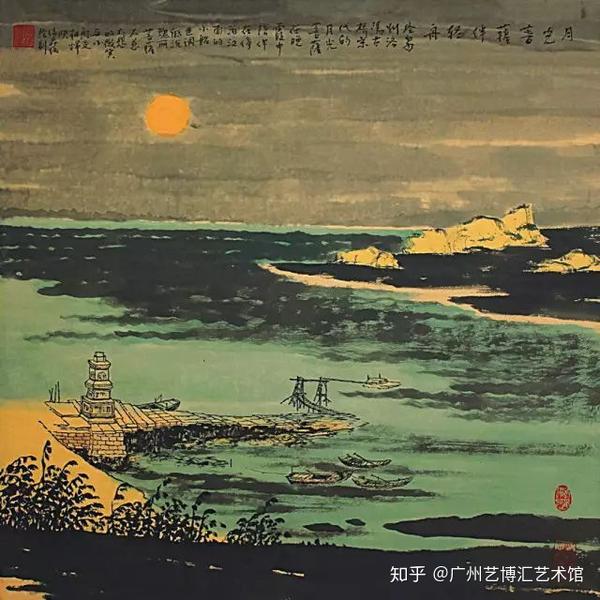 《古海上丝绸之路——泉州月光菩萨景色》国画  68x68cm  2009年