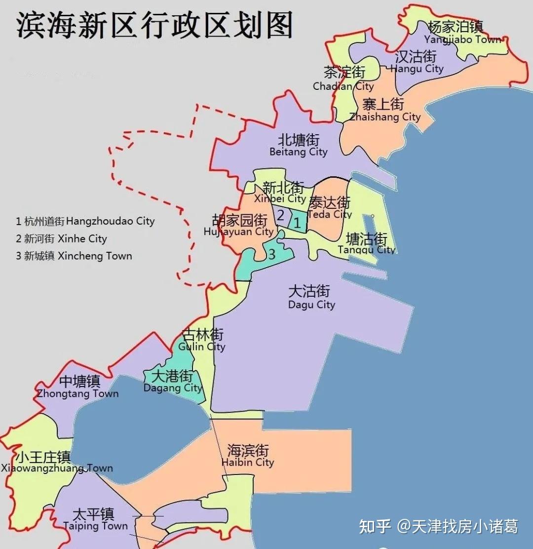 天津行政区域图滨海新区位于天津东部沿海地区,环渤海经济圈的中心
