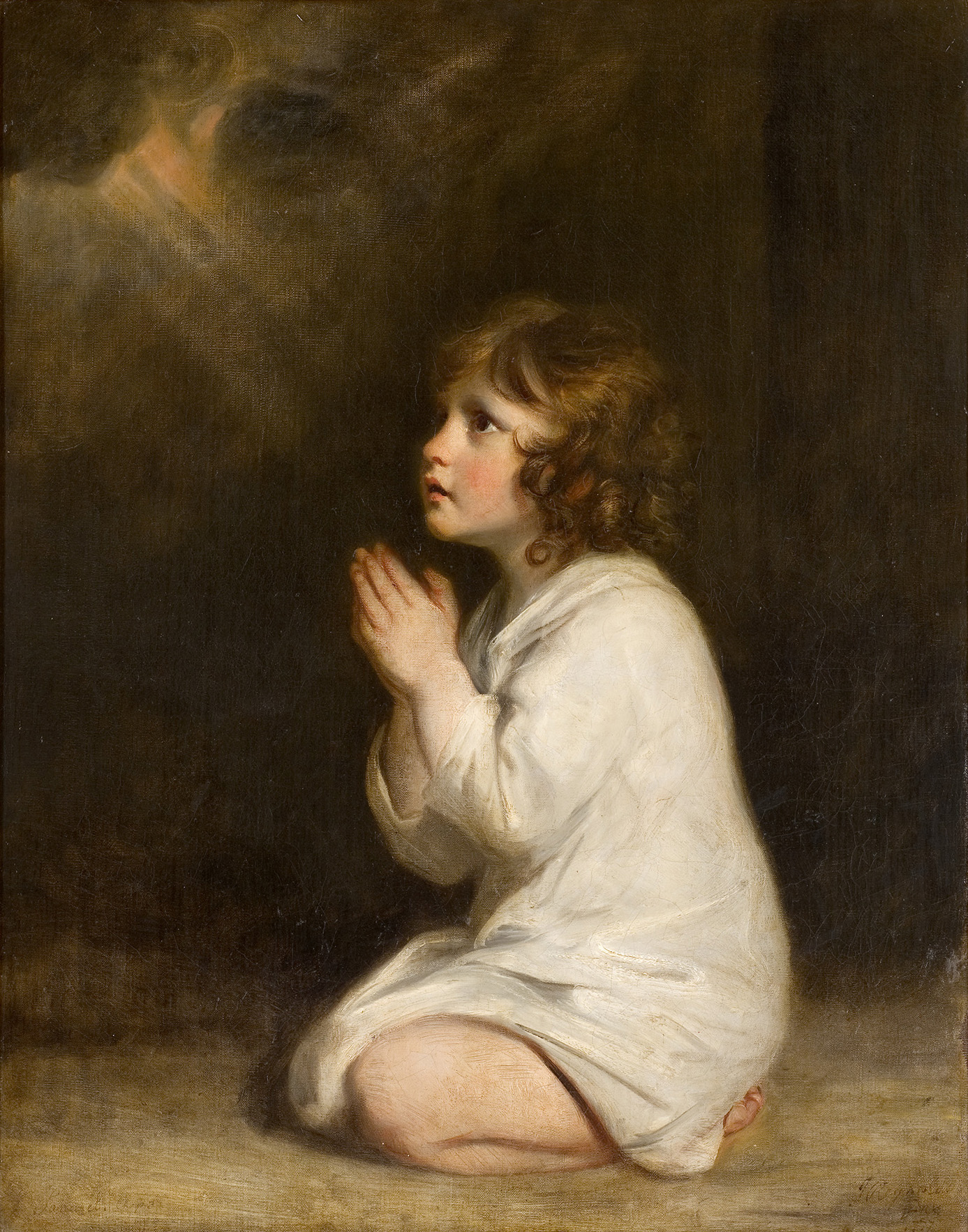 一个小女孩白色衣服跪着祈祷的油画作品是哪位画家的